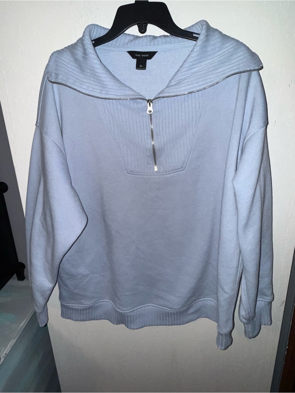 Rag & Bone Light Blue Half-Zip Hooded Sweatshirt